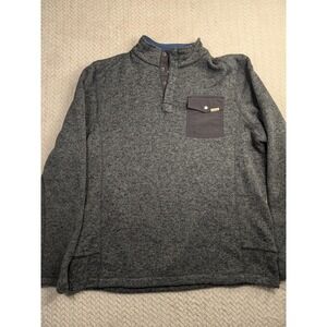 Woolrich Mens Gray Fleece Pullover 1/4 Button Pocket‎ Front Casual Top